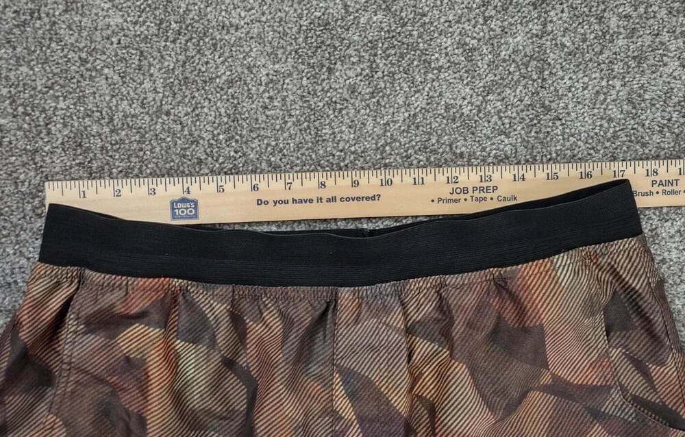 PrAna Shorts Men XL Brown Camo Hybrid Swim Boardshorts Elastic Waist Breathe